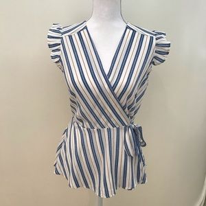 Nwot Monteau Los Angeles striped peplum wrap top